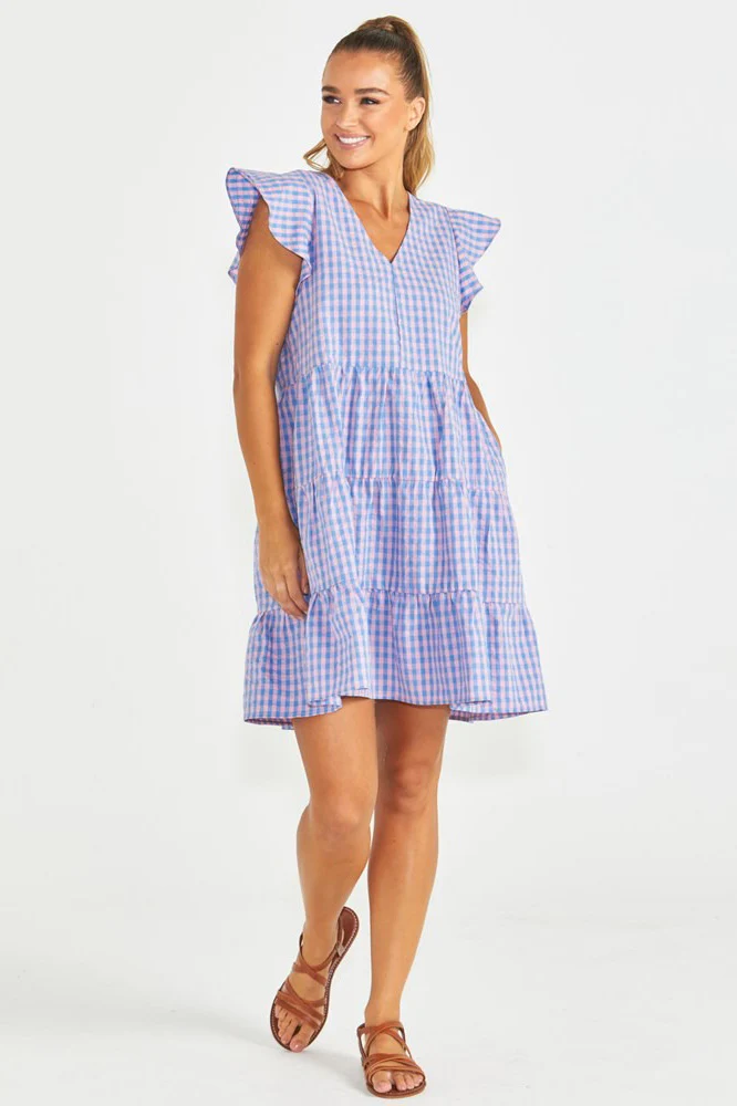 Sass Phillipa Dress - Blue/Pink Gingham