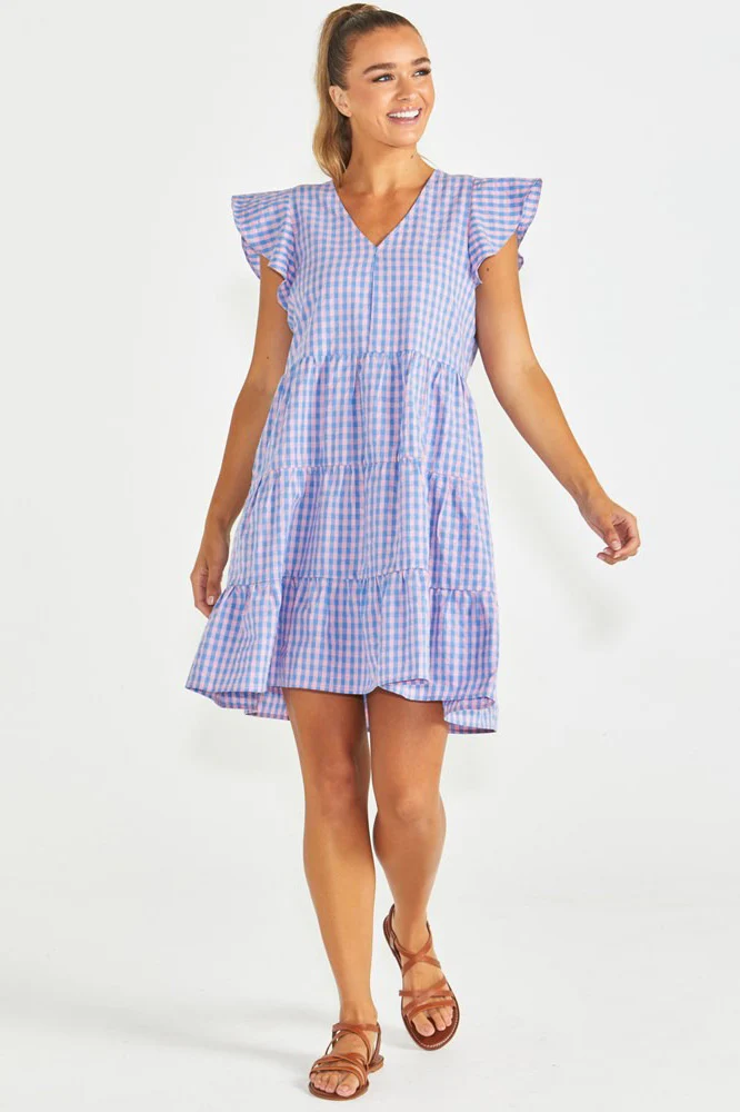 Sass Phillipa Dress - Blue/Pink Gingham