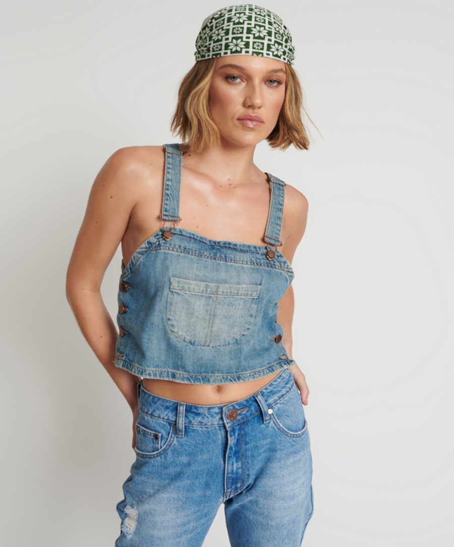 One Teaspoon Denim Pinafore Top/ Pacifica