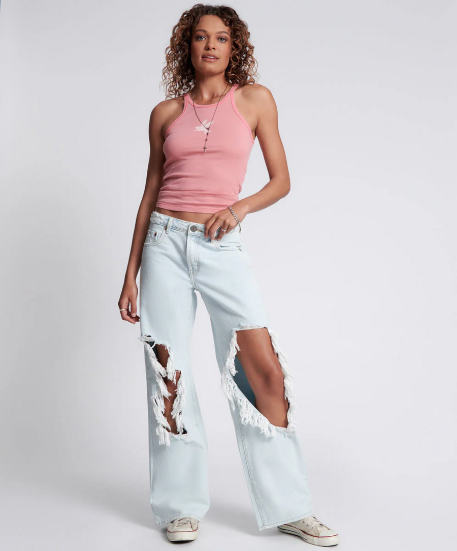 One Teaspoon Jackson Utility Mid Waist Wide Leg Jeans - Le Surf