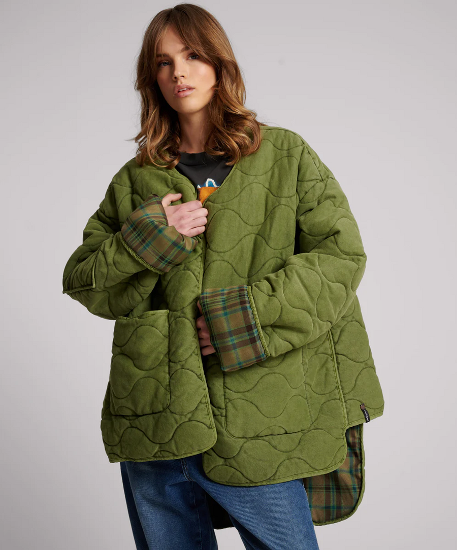 One  Teaspoon Canvas Quilted Flannel Jacket - Khaki