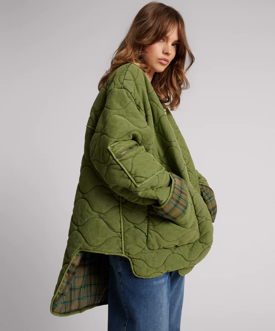 One  Teaspoon Canvas Quilted Flannel Jacket - Khaki