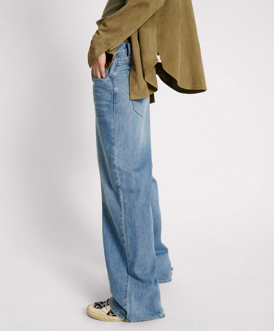 One Teaspoon Blue Rapture Jackson Mid Waist Wide Leg Jean