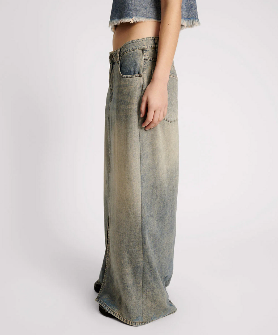 One Teaspoon Dirty Blue High Waist Denim Column Skirt - Dirty Blue