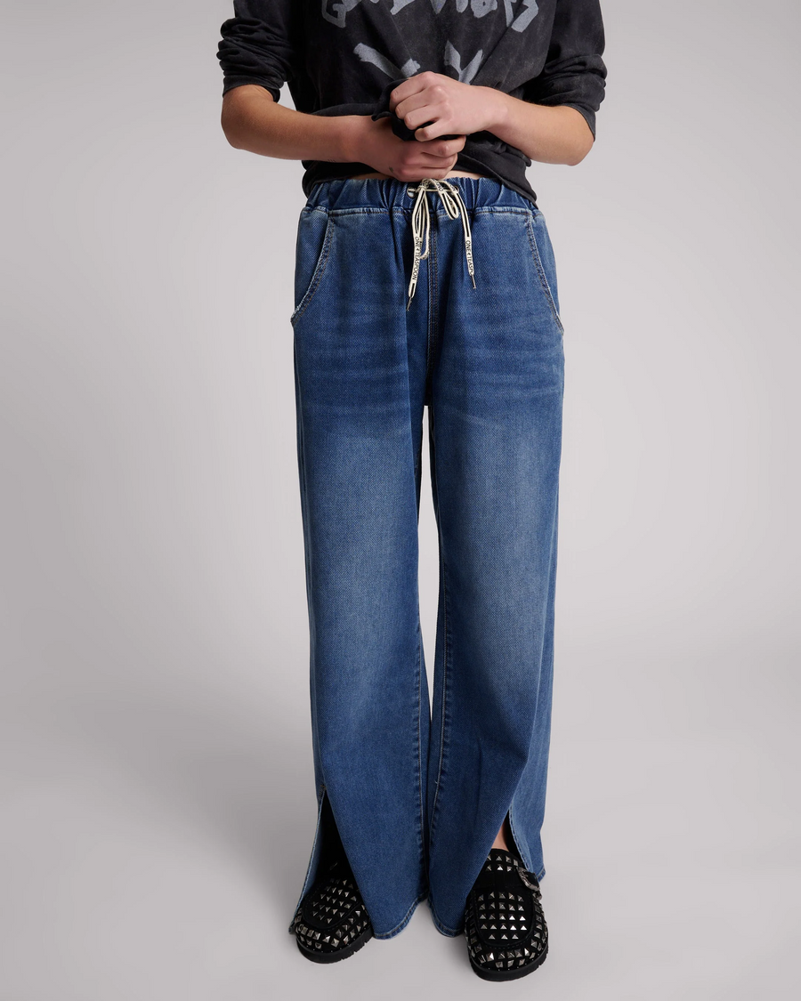 One Teaspoon Roadhouse  Wide Leg Drawstring Jeans - Deep Blue