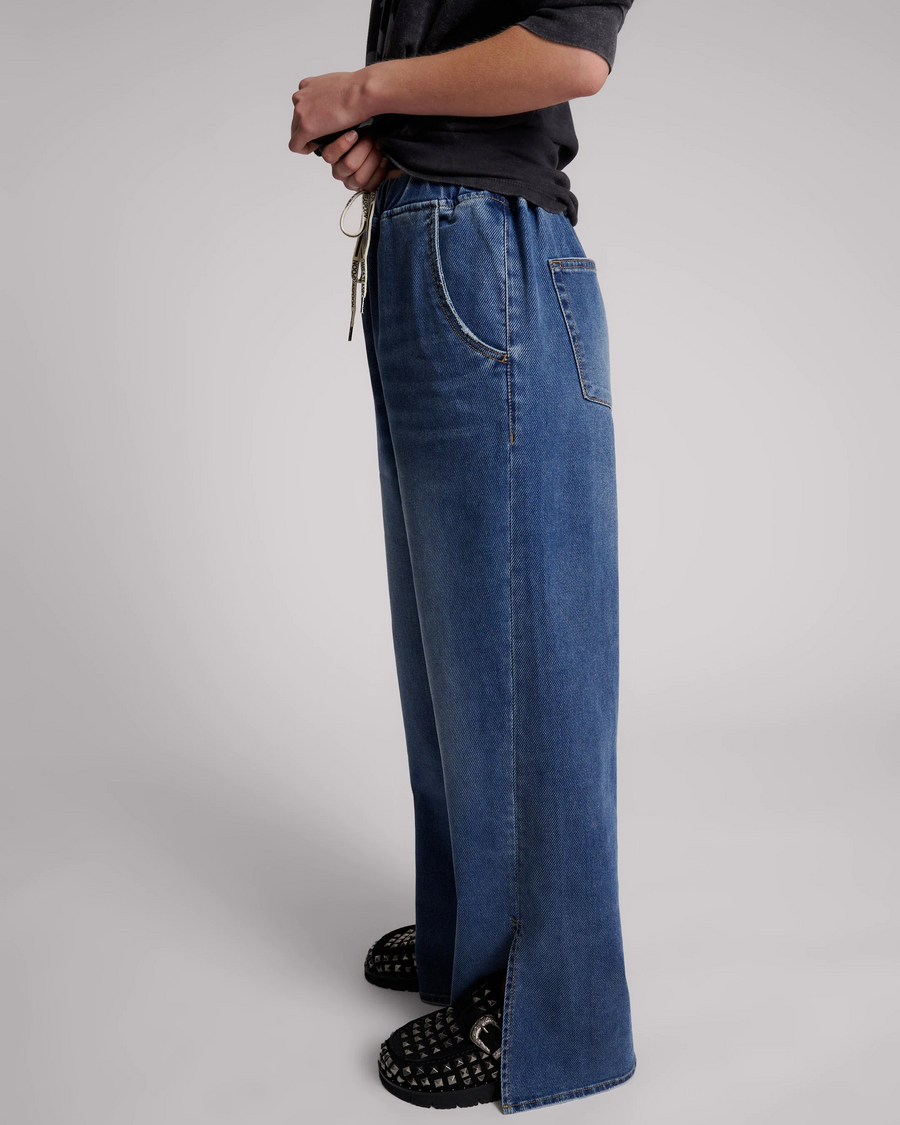 One Teaspoon Roadhouse  Wide Leg Drawstring Jeans - Deep Blue