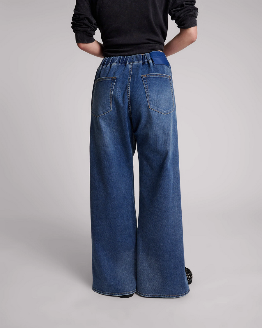 One Teaspoon Roadhouse  Wide Leg Drawstring Jeans - Deep Blue