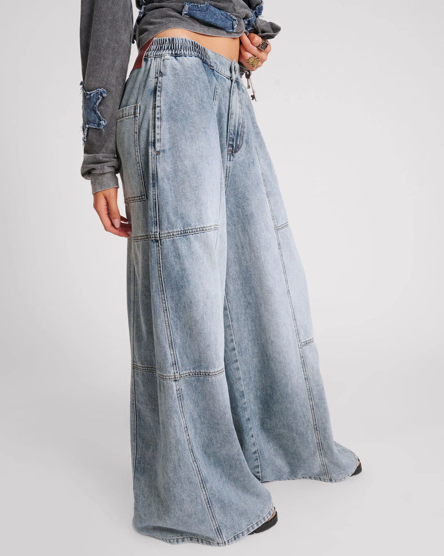 One Teaspoon Denim Palazzo Pants - Blue Blossom