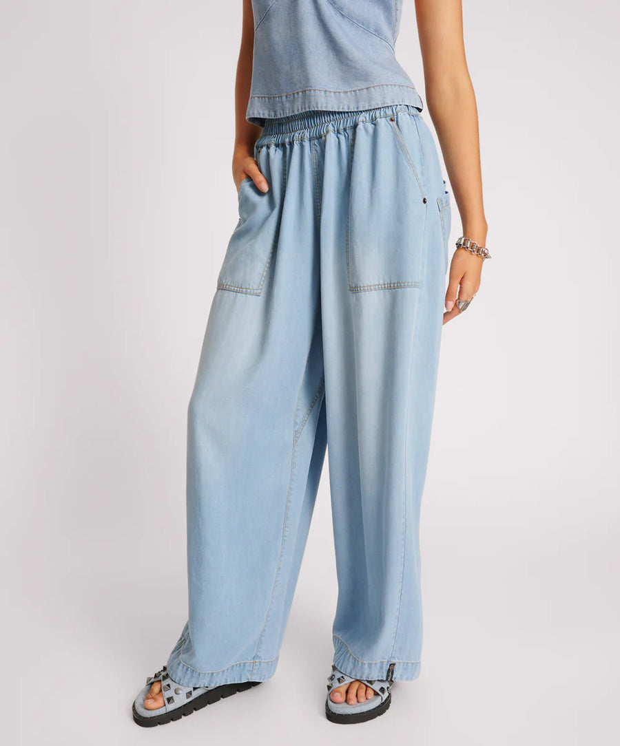 One Teaspoon Soft Blue Tencel Parachute Pants