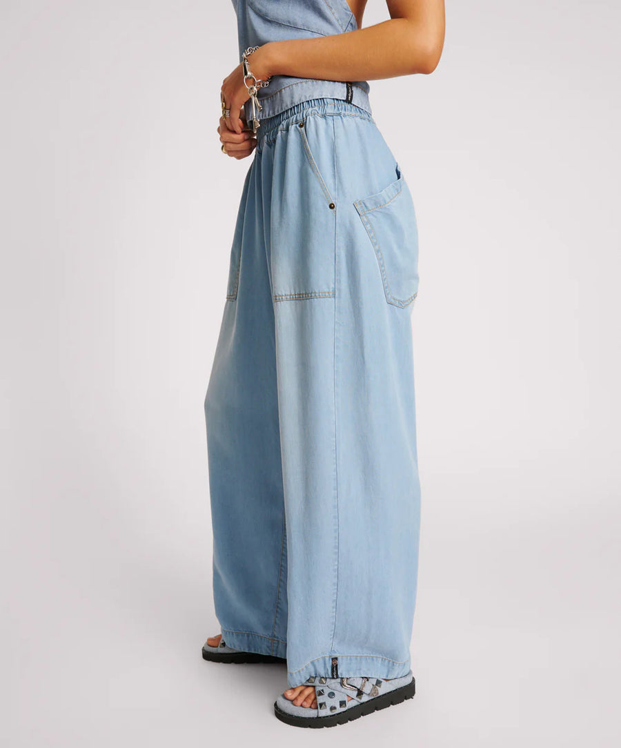 One Teaspoon Soft Blue Tencel Parachute Pants