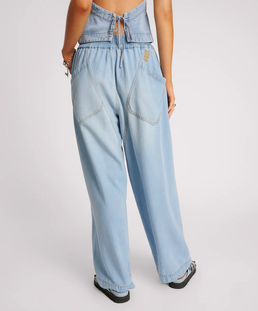 One Teaspoon Soft Blue Tencel Parachute Pants