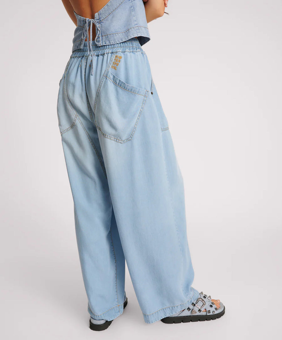 One Teaspoon Soft Blue Tencel Parachute Pants