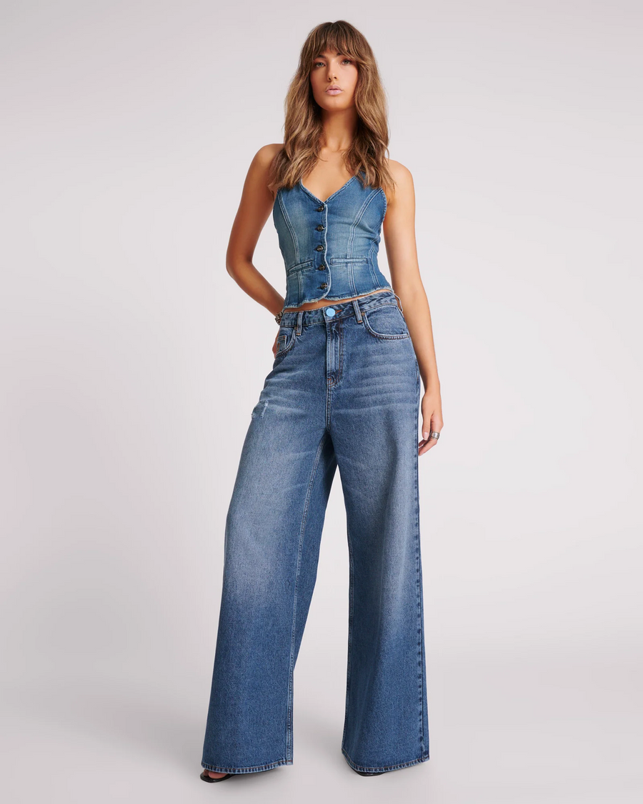 One Teaspoon Blue Thunder Love Machines Wide Leg Jeans - Blue Thunder