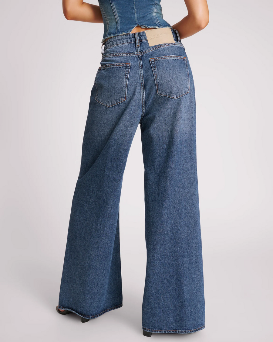 One Teaspoon Blue Thunder Love Machines Wide Leg Jeans - Blue Thunder