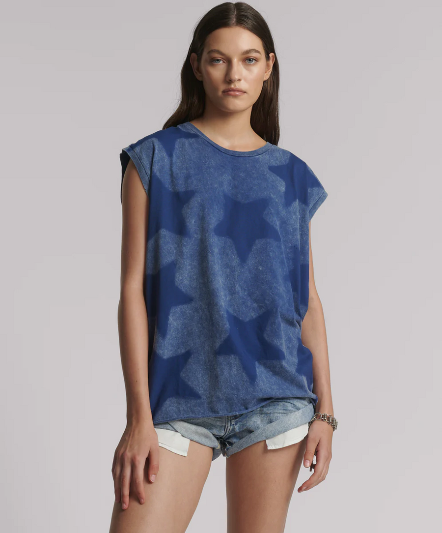 One Teaspoon  Star Dusty Oversize Tank Top - Blue