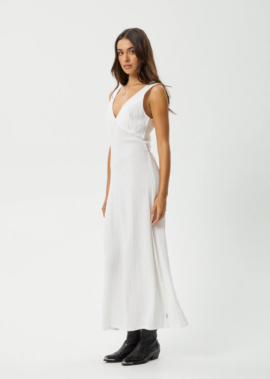 Afends Focus Seersucher Maxi Dress - White