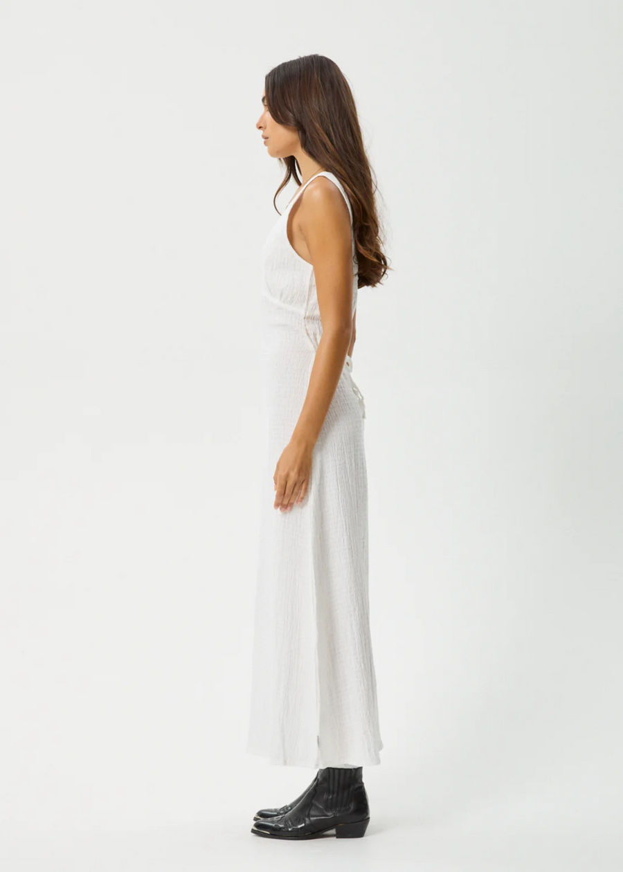 Afends Focus Seersucher Maxi Dress - White