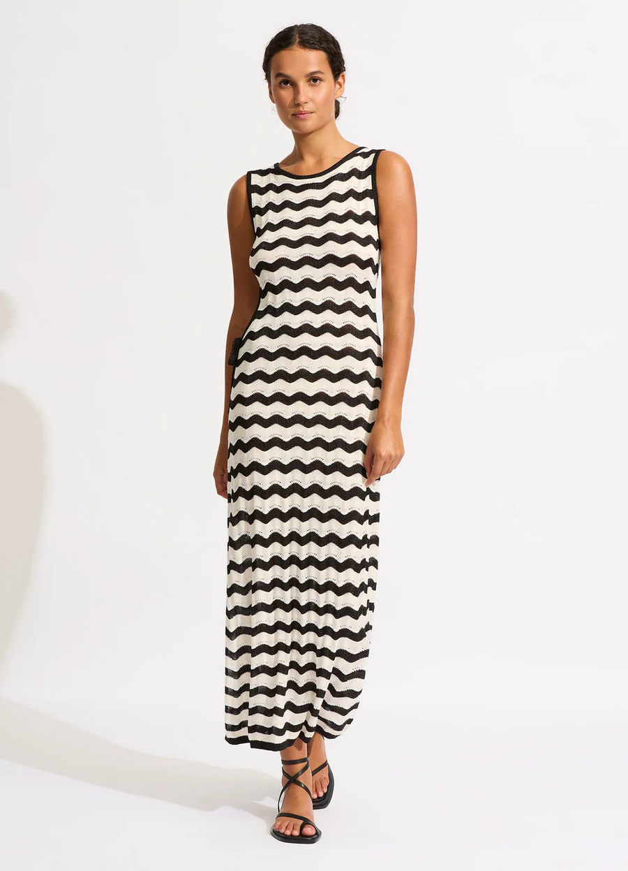 Seafolly Neuve Wave  Cut Out Knit Maxi Dress - Black