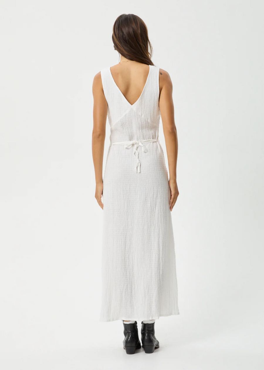 Afends Focus Seersucher Maxi Dress - White