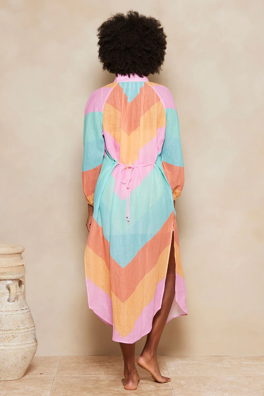 Tigerlily Kaleho Lorena Maxi Shirt Dress - Rainbow Chevron