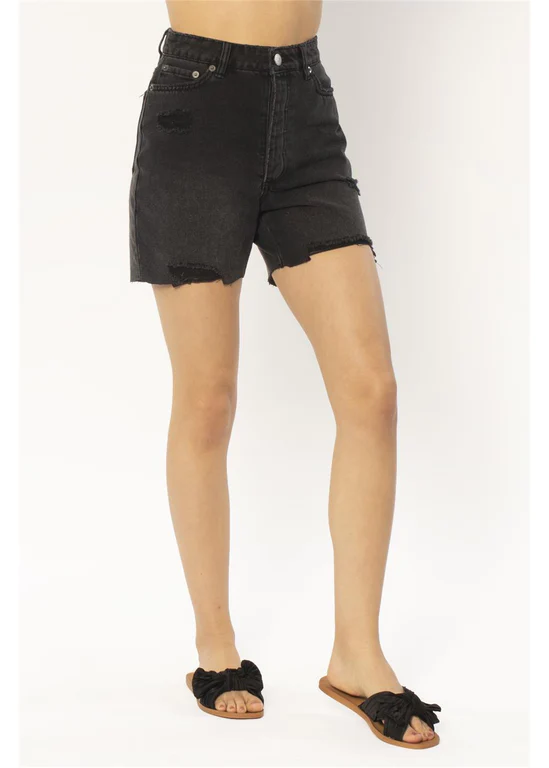 Amuse Society Bella WVN Denim Short - Black Fade