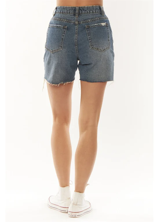 Amuse Society Bella WVN Denim Short - Worn In Indigo