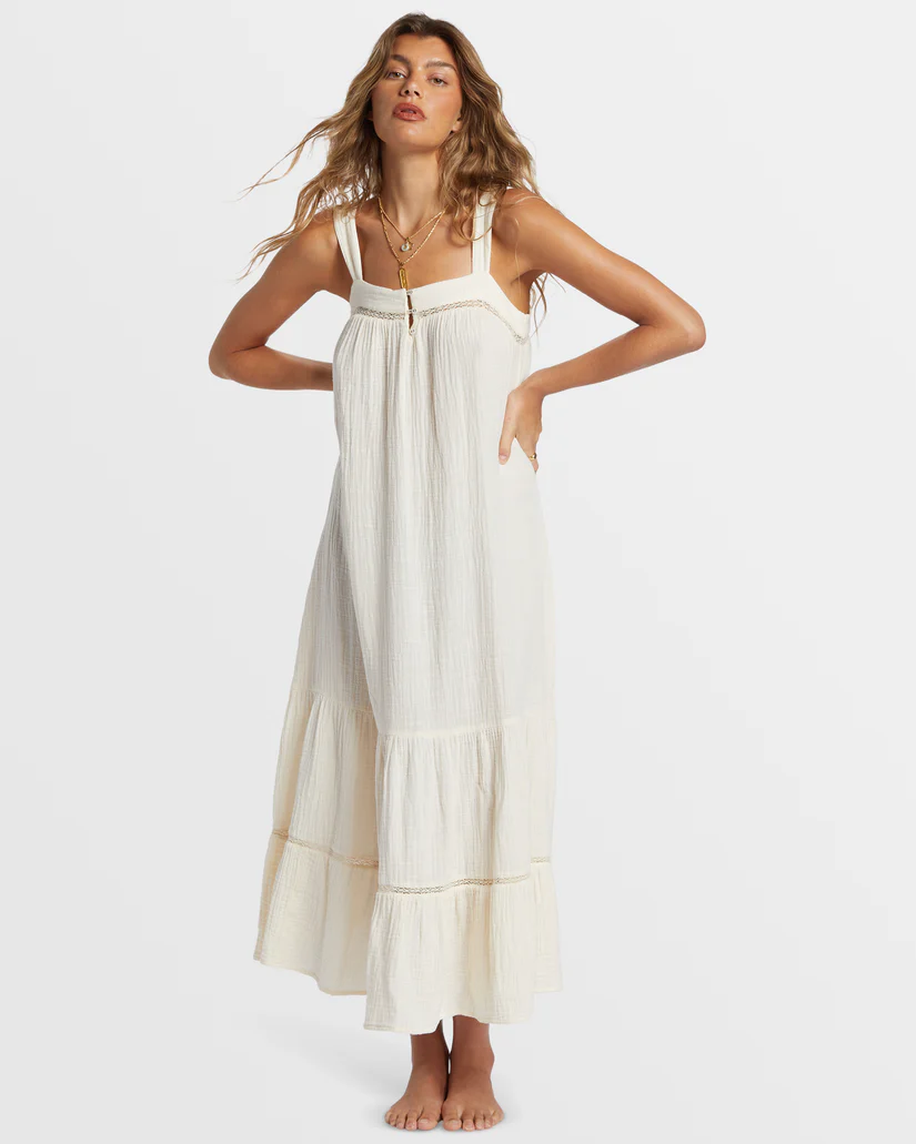 Billabong  Summers End Maxi  Dress - White Cap