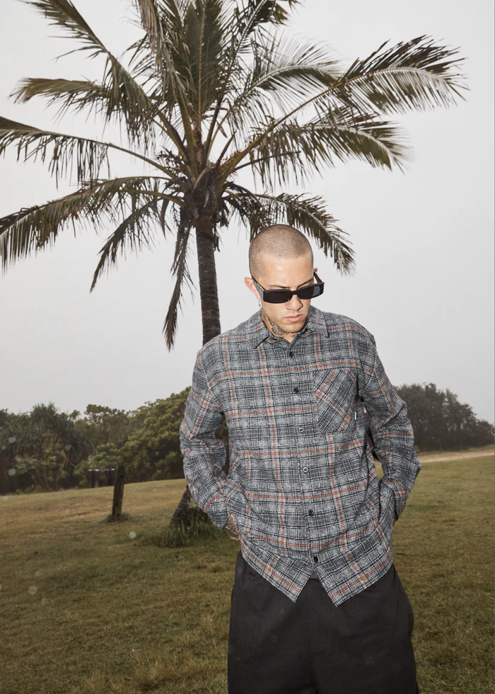 Afends Position Flannel Shirt - Black