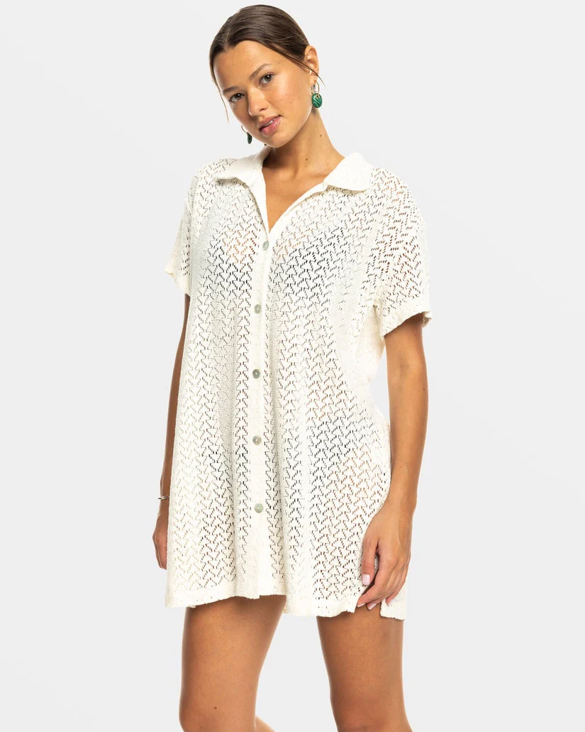 Roxy Dalia Beach Coverup Shirt - Egret