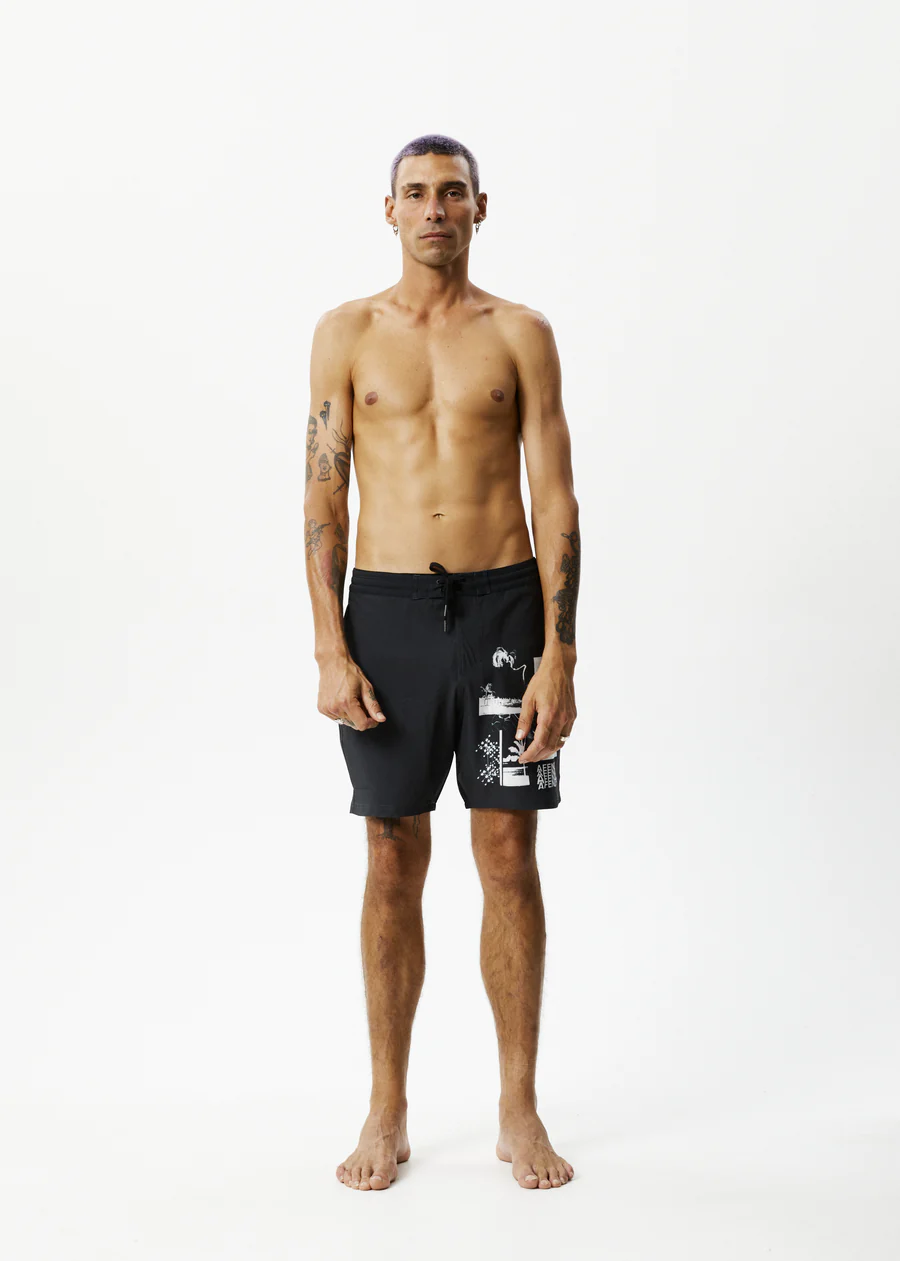 Afends Collage Swim Short 18'' - Charcoal