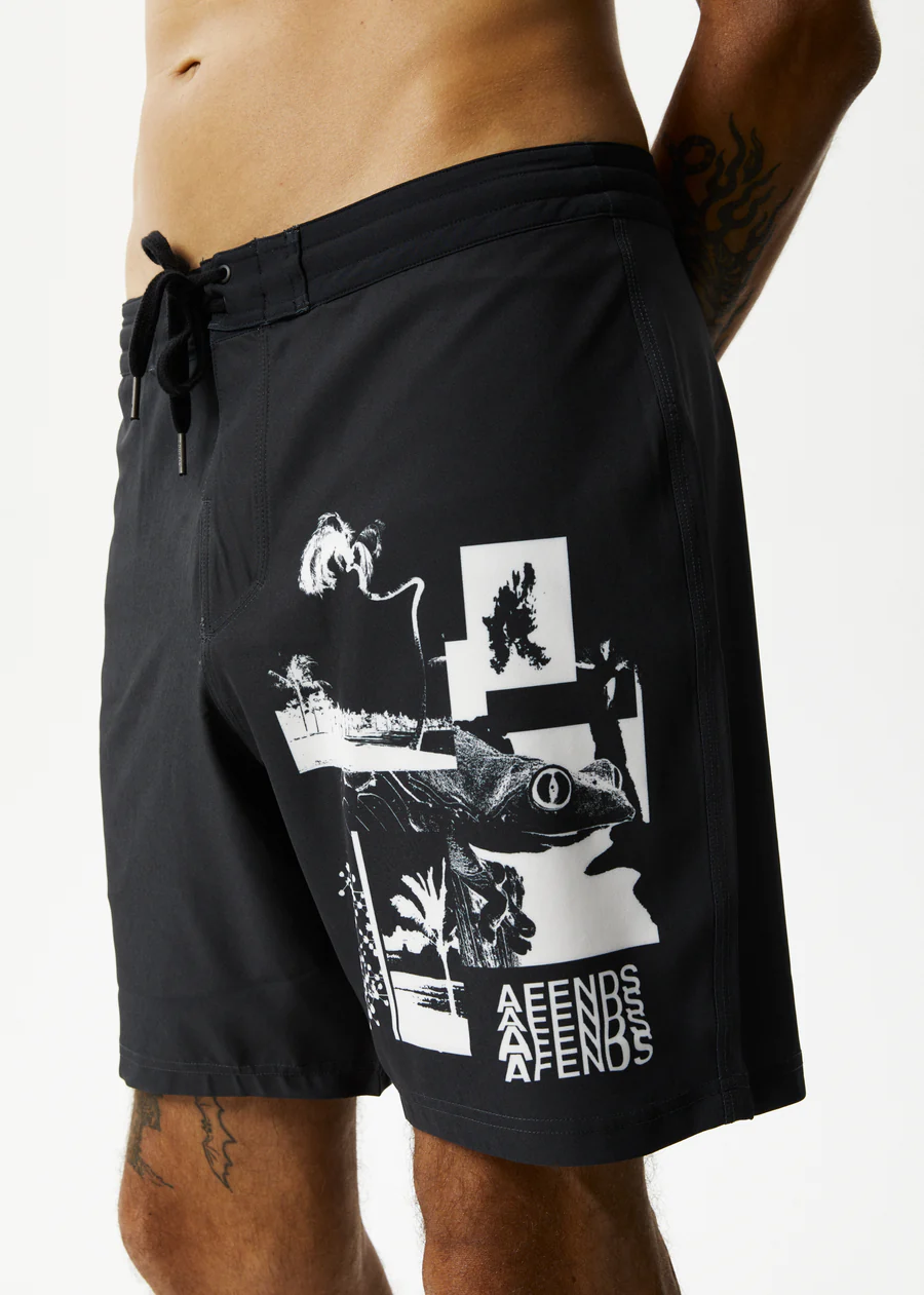 Afends Collage Swim Short 18'' - Charcoal