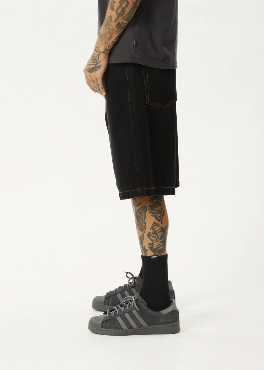 Afends Lil C Baggy  Fit Short 22 Inch - Washed Black