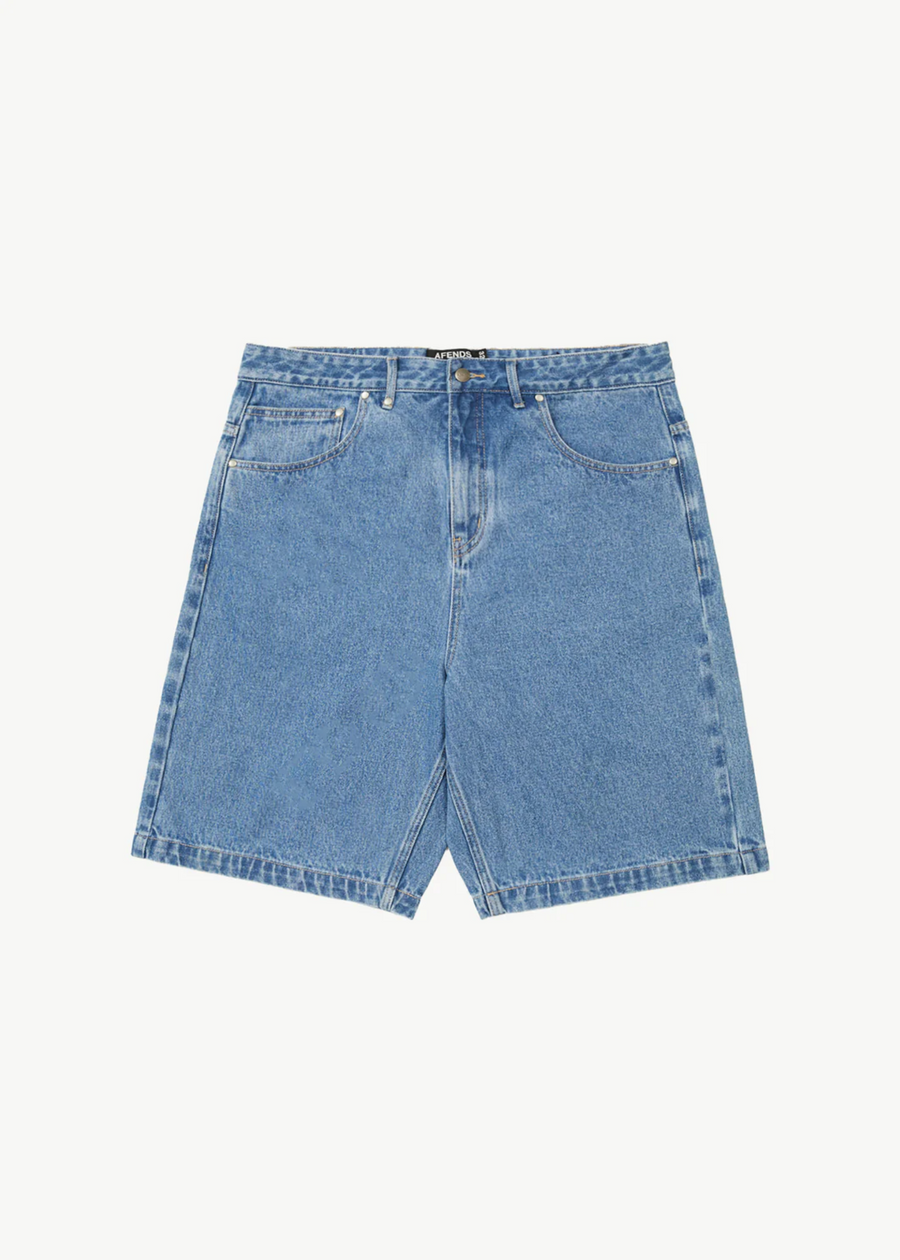 Afends  Lil C Denim Baggy Fit Short 22 Inch  - Worn Blue