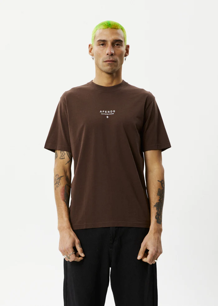 Afends Space Recycled Retro Fit  Tee - Coffee