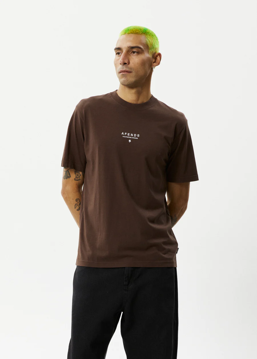 Afends Space Recycled Retro Fit  Tee - Coffee