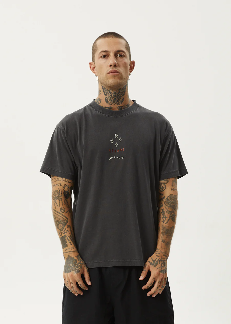 Afends Star Recycled  Boxy Fit Tee - Stone Black