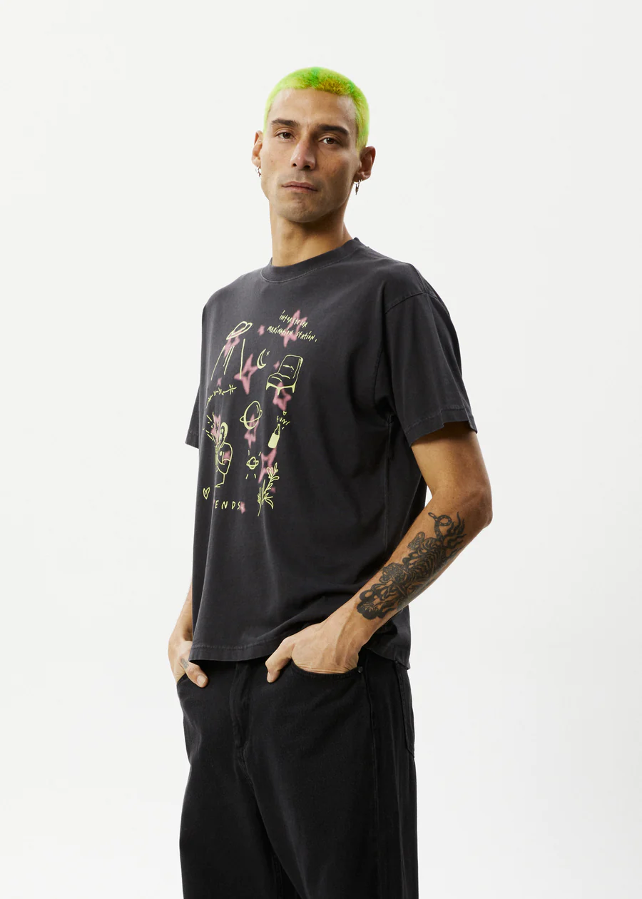 Afends Microdose  Recycled Boxy Fit Tee - Stone Black