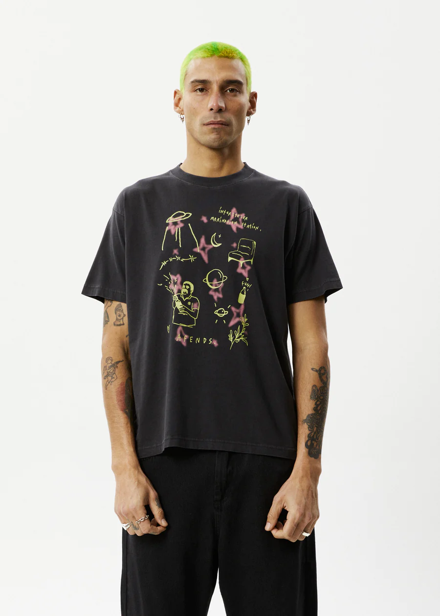 Afends Microdose  Recycled Boxy Fit Tee - Stone Black