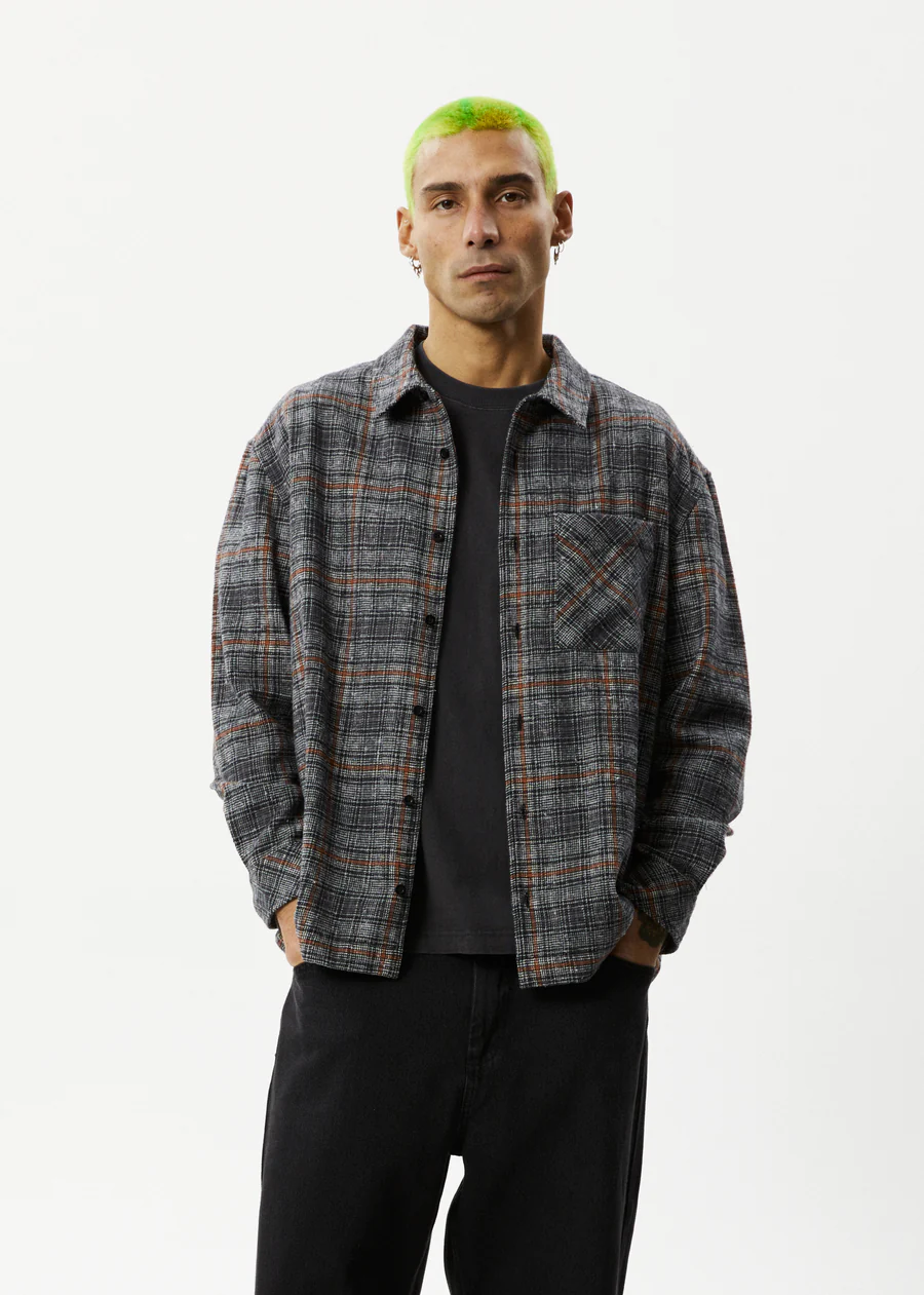 Afends Position Flannel Shirt - Black