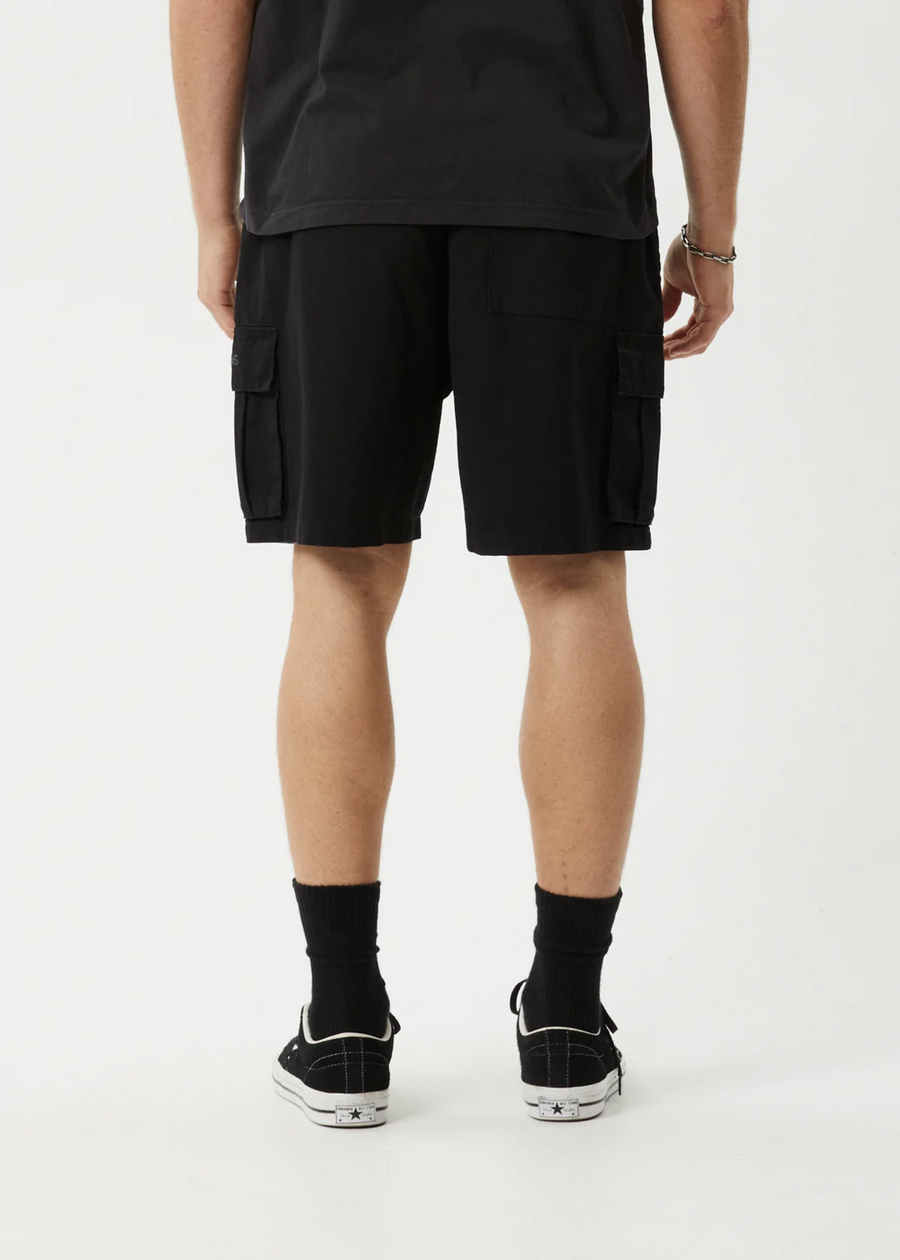 Afends Ripped  Out 98  Organic Oversized  Cargo  Short 20'' - Black