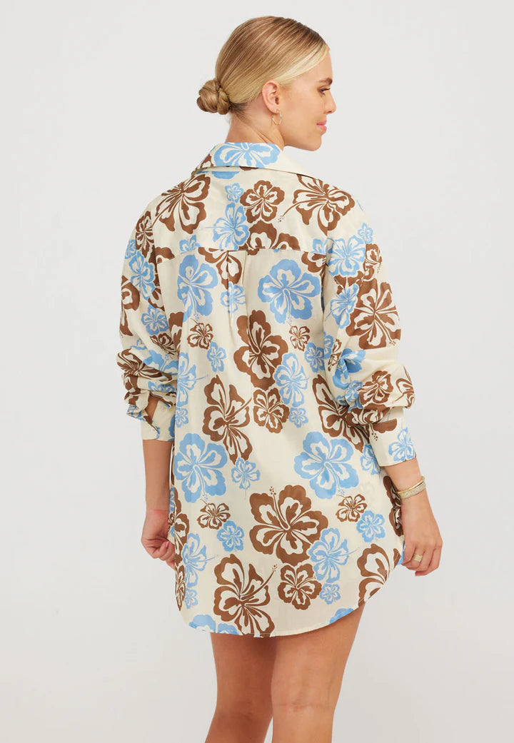 Charlie Holiday Maple Shirt - Cream Hibiscus