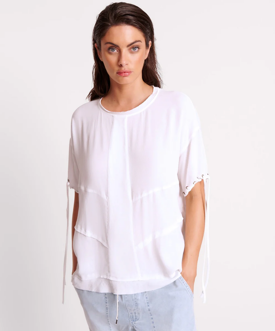 One Teaspoon White Laced Charleston Panel Tee - Ivory