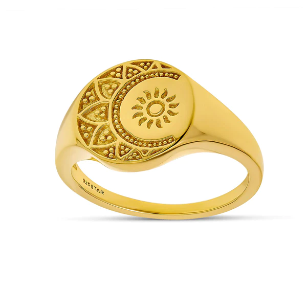 Midsummer Star Mandala Deities Signet Ring Gold - 7