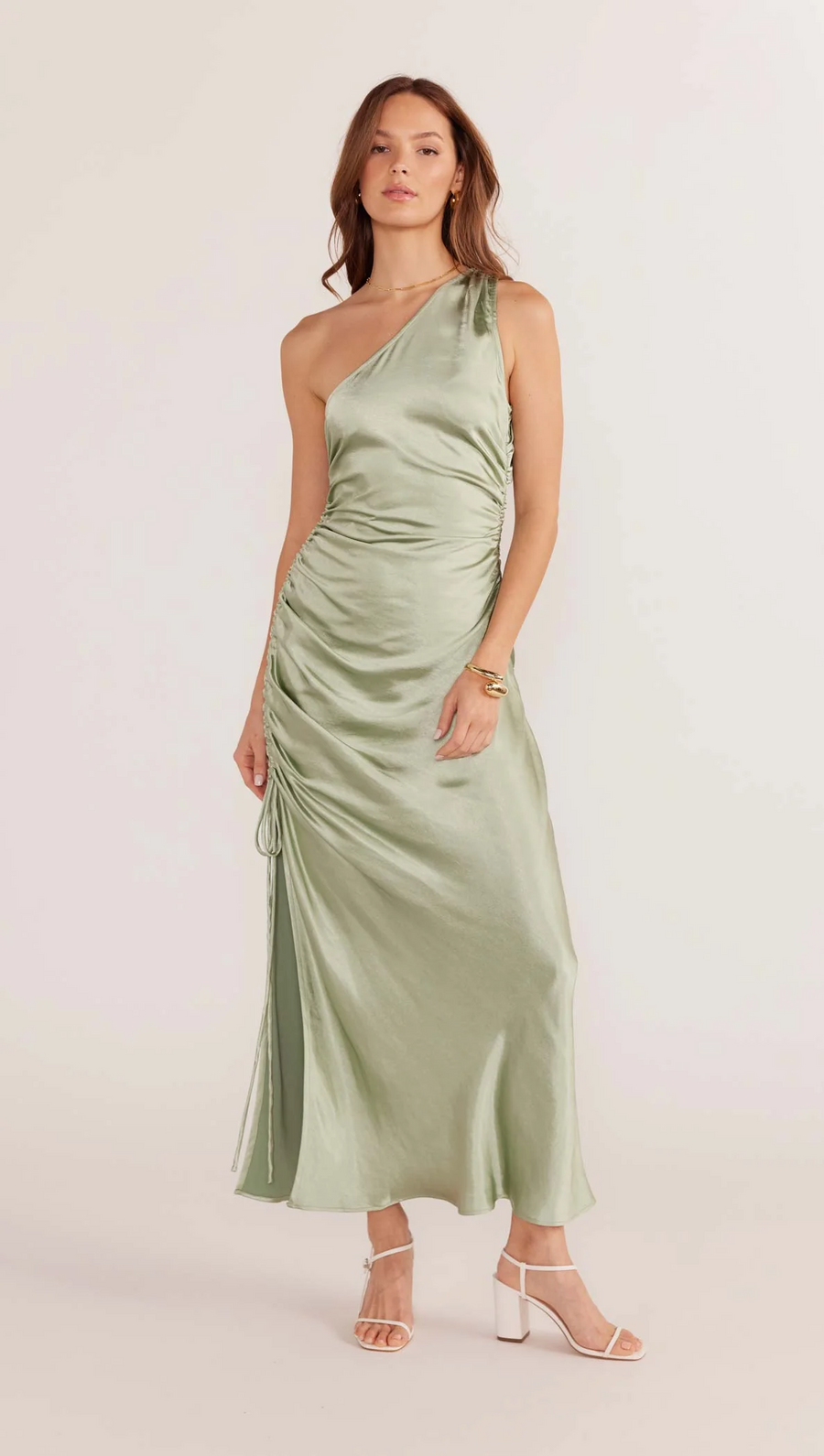 Minkpink Verda One Shoulder Midi Dress - Sage