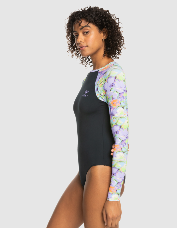 Roxy Onesie LS Print  Mix Solid - Purple Rose Blumen