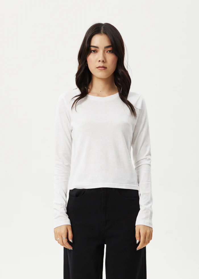 Afends Elevate Hemp Long Sleeve Tee - White