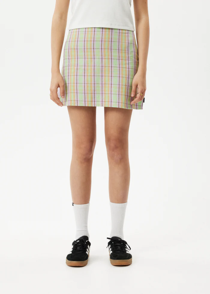 Afends Kali Mini Skirt - Pistachio Check