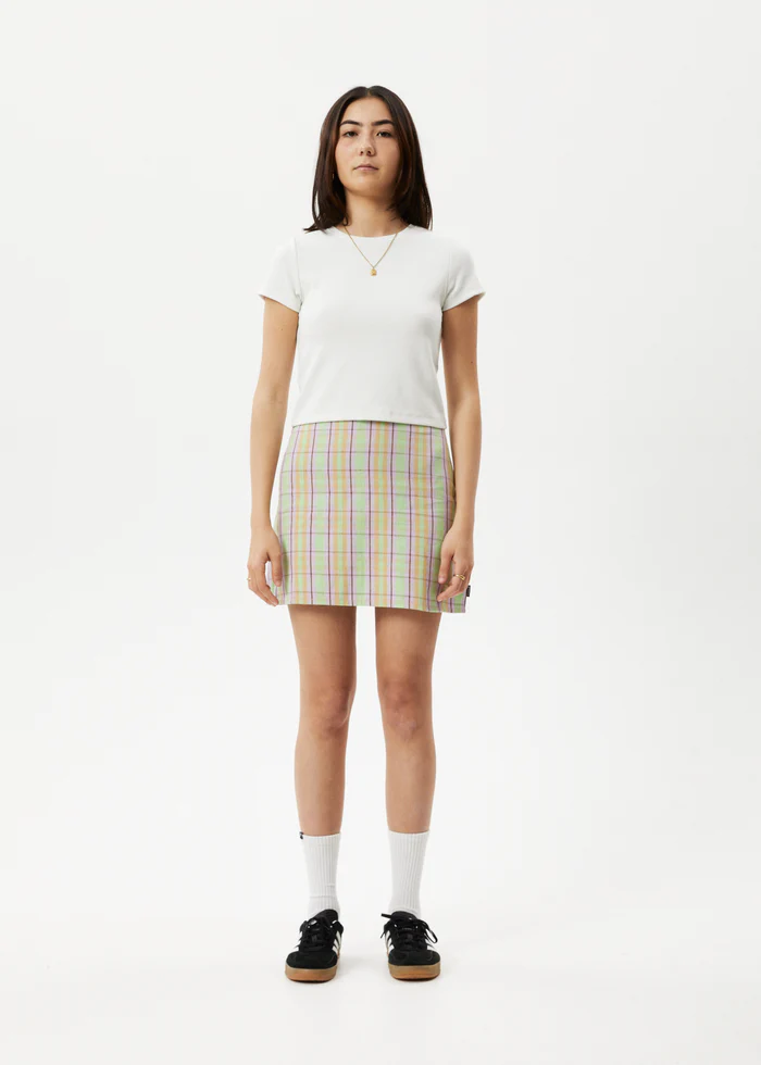 Afends Kali Mini Skirt - Pistachio Check