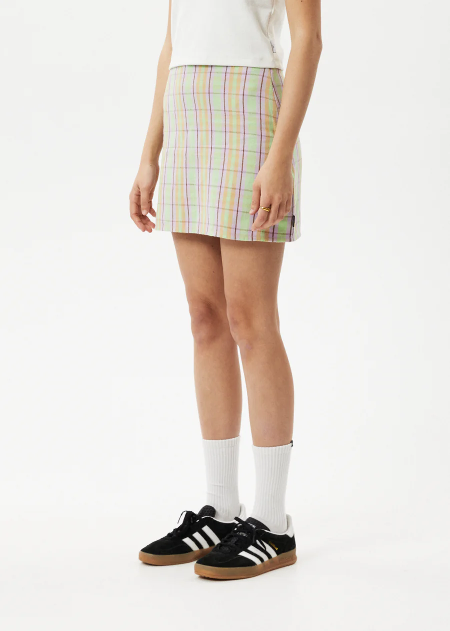 Afends Kali Mini Skirt - Pistachio Check