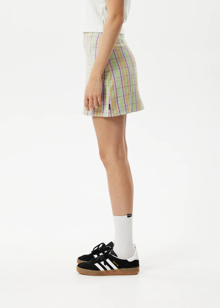 Afends Kali Mini Skirt - Pistachio Check